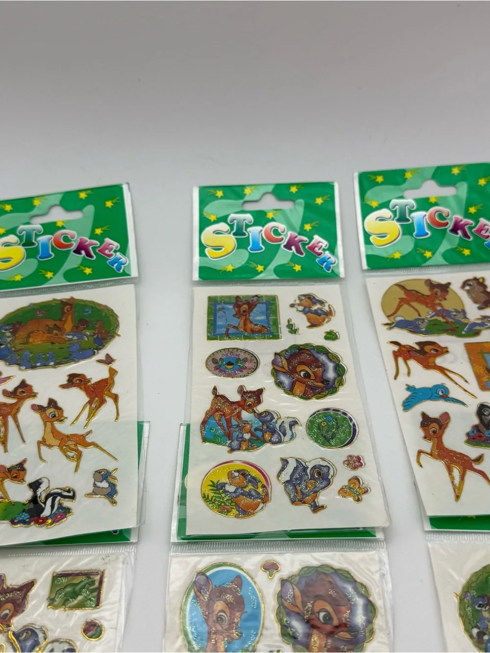 Vintage set of 6 Bambi  Deer & Woodland Sticker Sheets - Gold-Trimmed